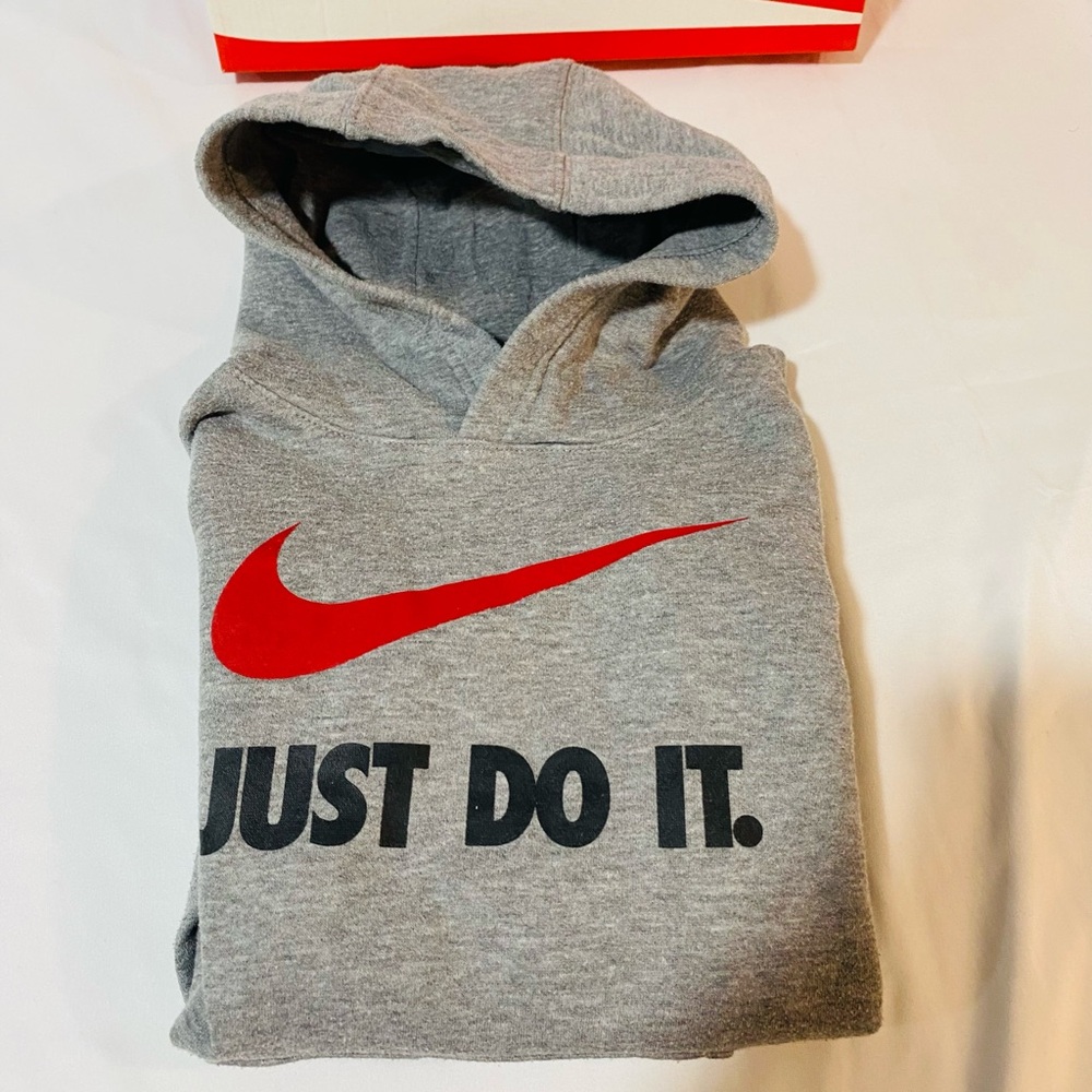Nike Gray Hoodie with Red Swoosh